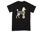 Black t-shirt with a cream-colored poodle graphic and the word "Poodle"