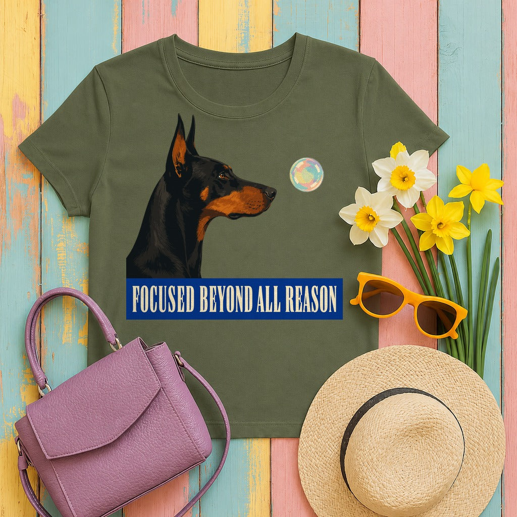 Focused Beyond Reason Doberman T-shirt in Military Green