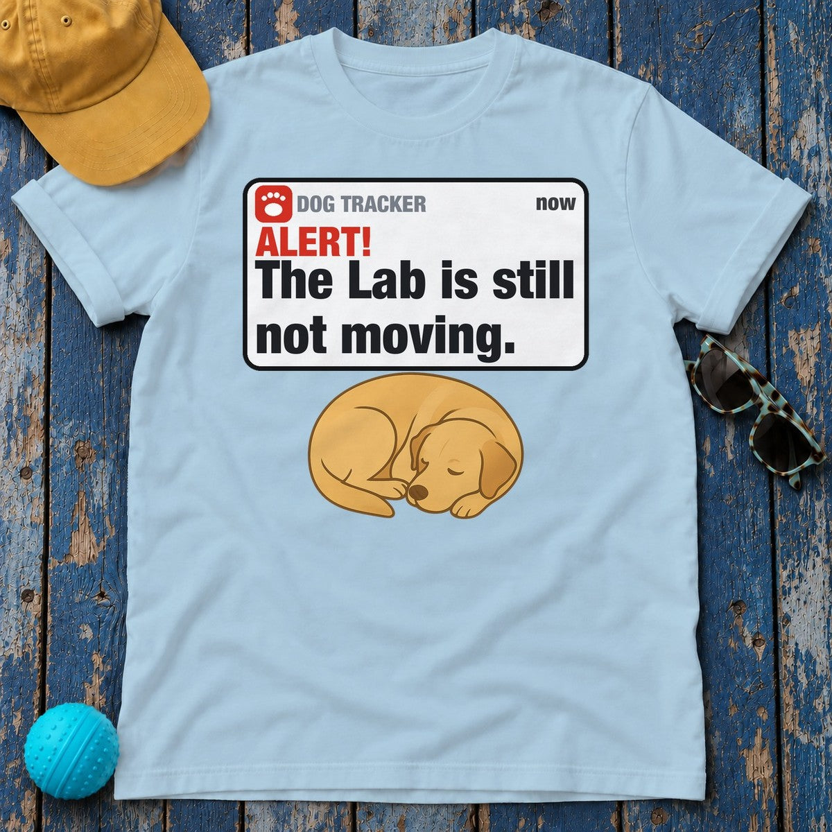 Lab Alert Still Not Moving Tee in Light Blue