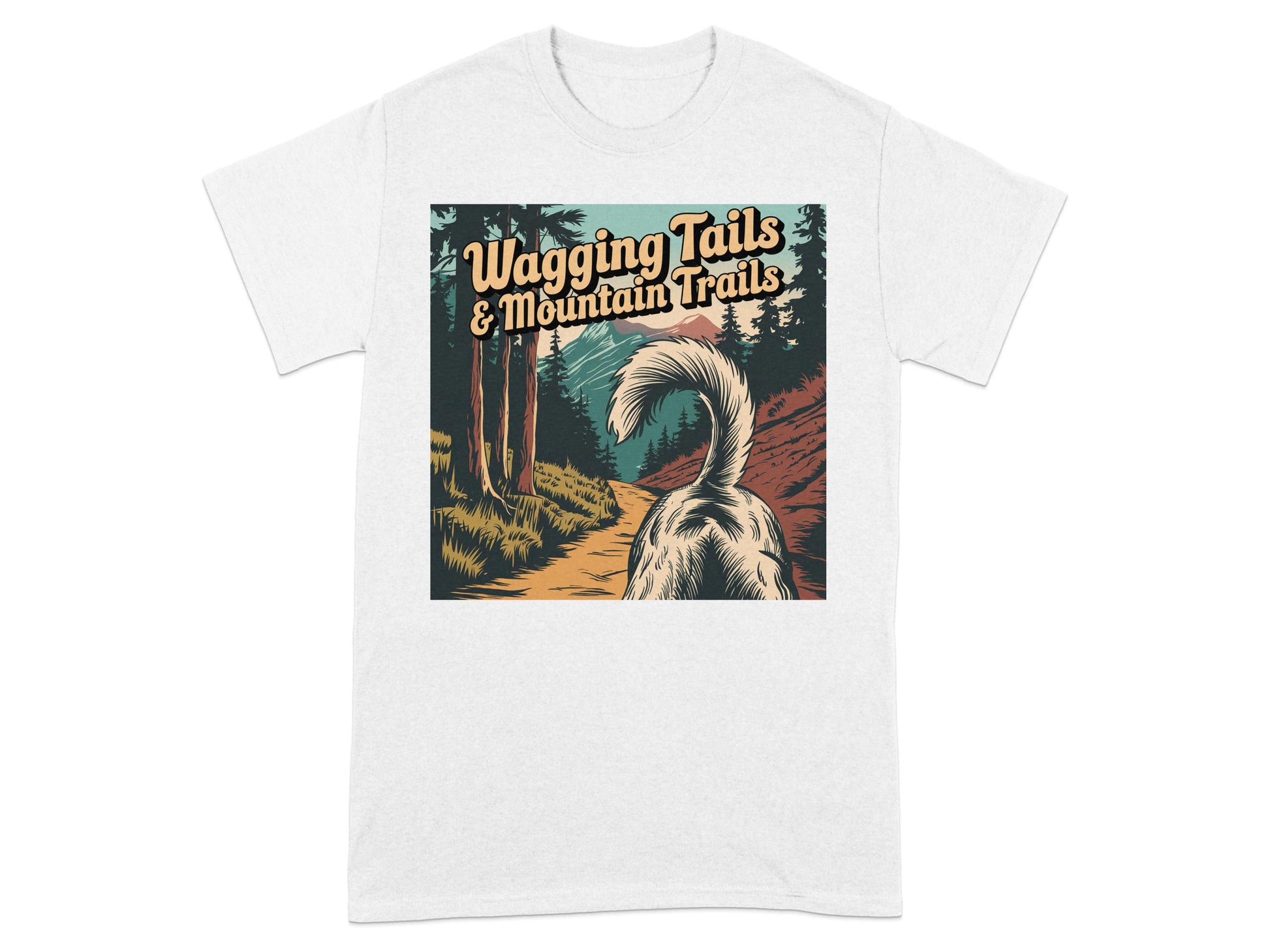 Wagging Tails and Mountain Trails graphic tee product type