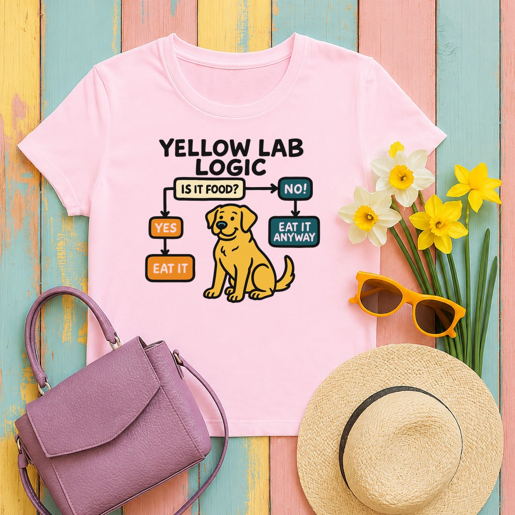 Yellow Lab Logic Premium Graphic T-Shirt in Light Pink