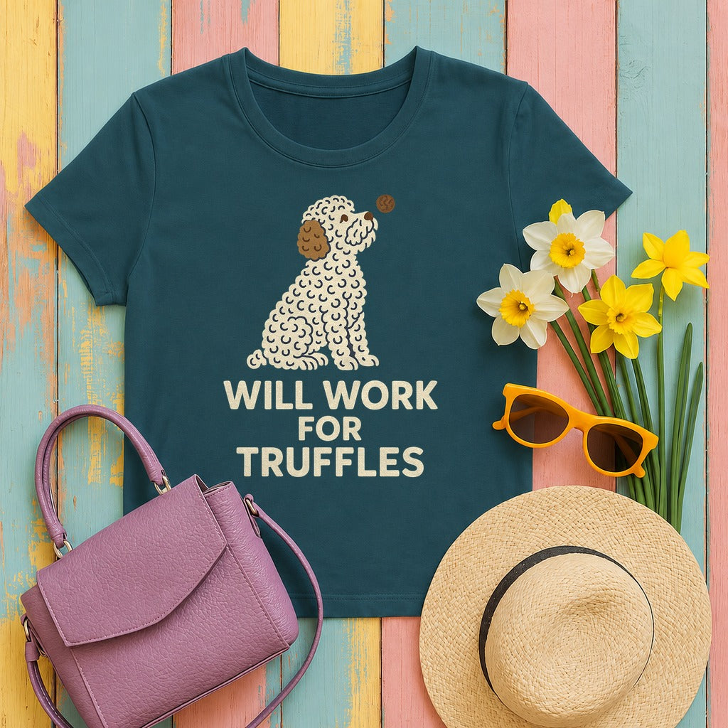 Lagotto Will Work for Truffles Tee in Heather Deep Teal