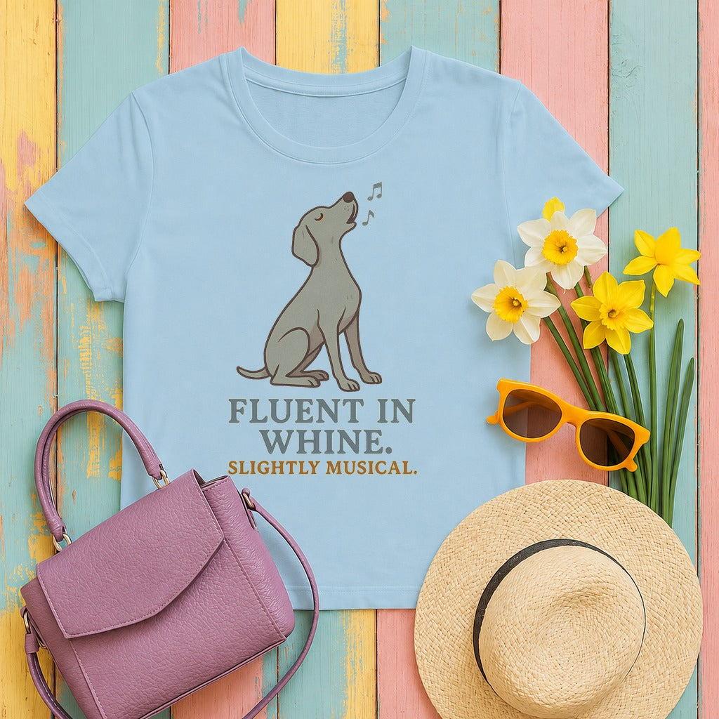 Weimaraner Fluent in Whine Tee in Light Blue