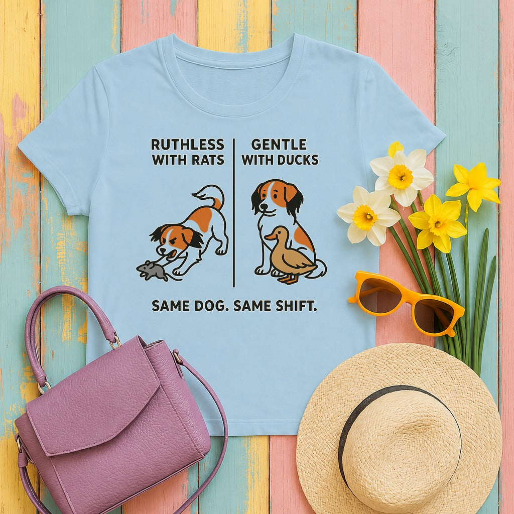 Kooikerhondje Ruthless With Rats Tee in Light Blue
