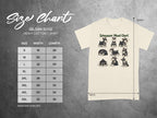 Gildan 5000 size chart for heavy cotton t-shirts with Schnauzer mood chart graphic.