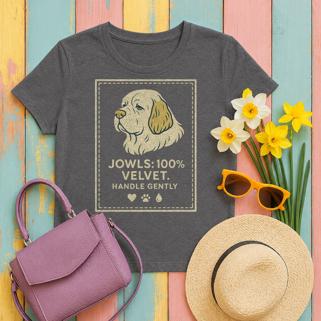 Clumber Jowls 100% Velvet Tee in Dark Grey Heather