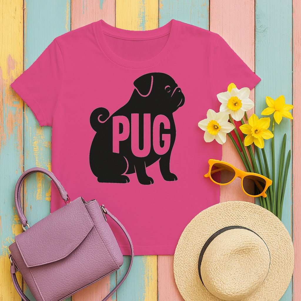 Artisan Pug Profile T-Shirt in Heliconia