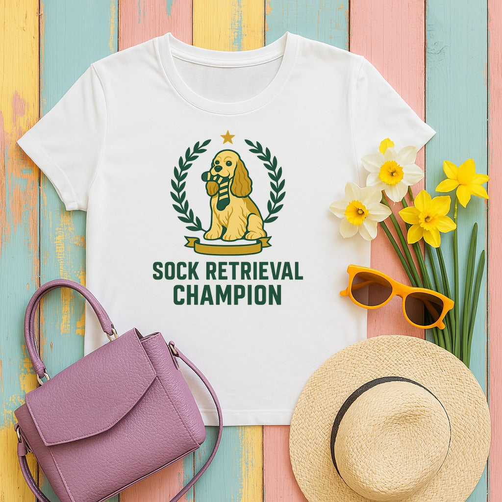Cocker Sock Retrieval Champion Tee in White