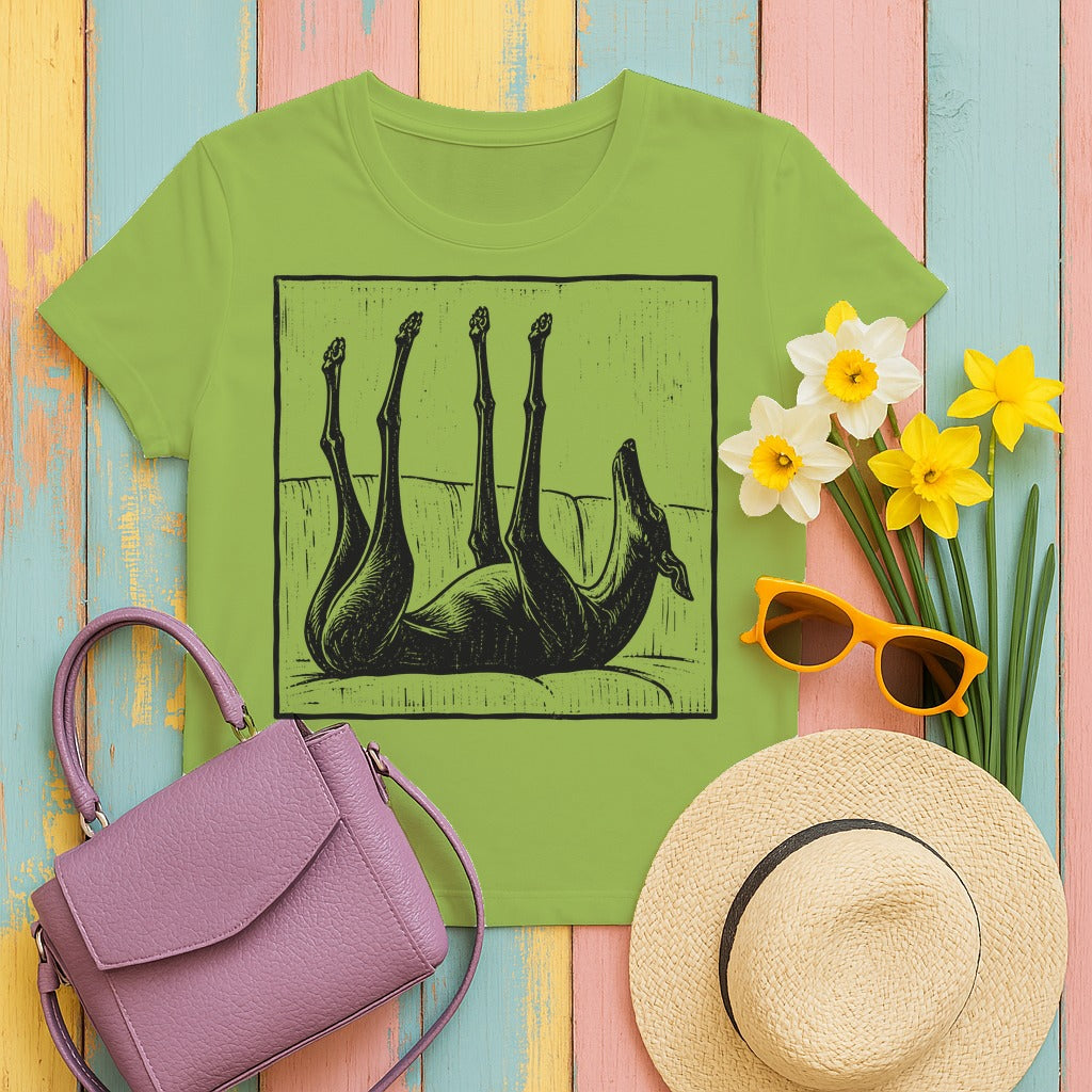 Upside Down Sleeping Greyhound T-Shirt in Kiwi