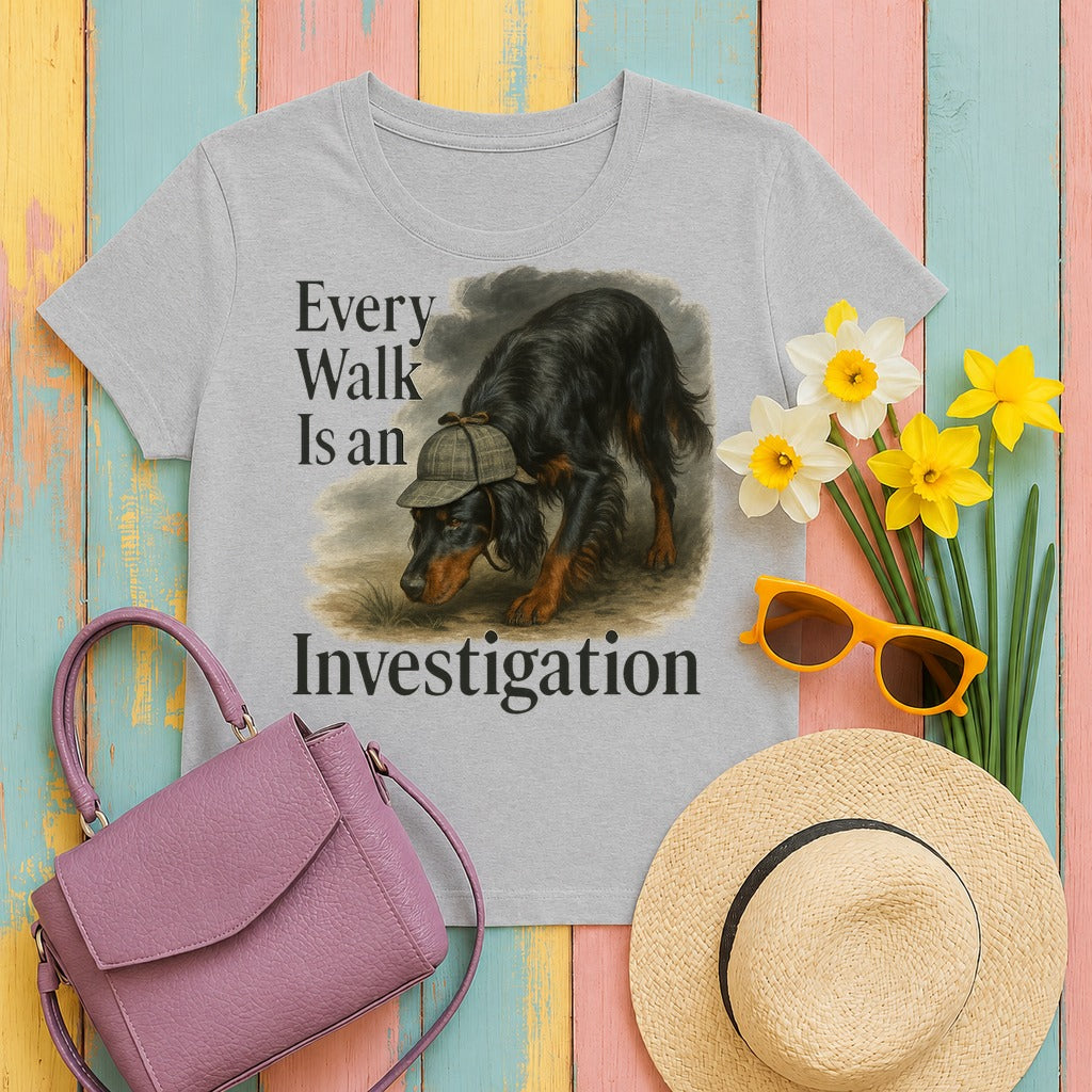 The Canine Investigator Gordon Setter T-Shirt in Sport Grey