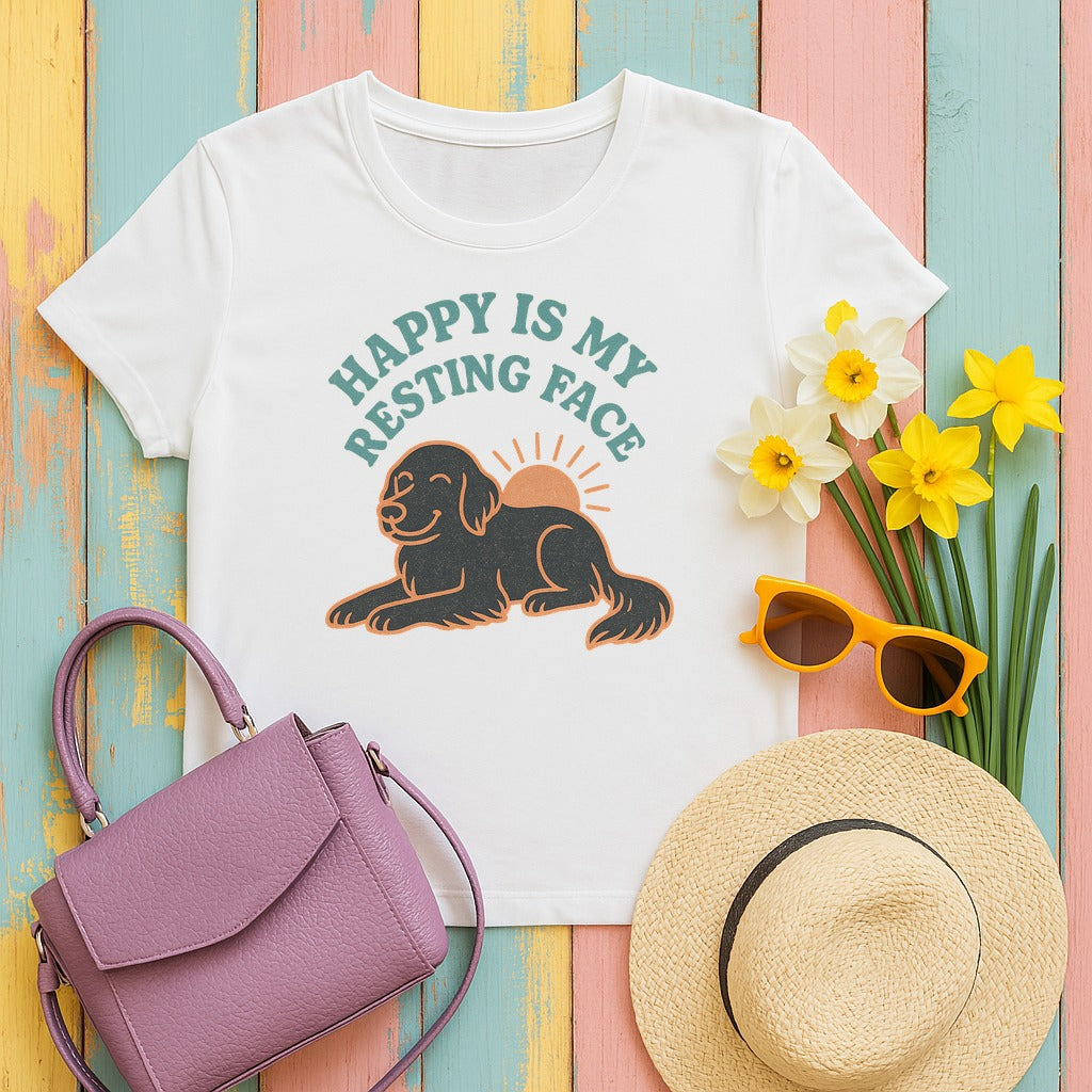 Flat-Coat Happy Is My Resting Face Tee in White