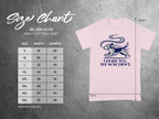 Gildan 5000 t-shirt size chart with dog graphic and text "I HEARD YOU. THE NOSE DIDN'T."