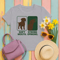 Chocolate Lab Soft Mouth Strong Opinions T-shirt in Athletic Heather