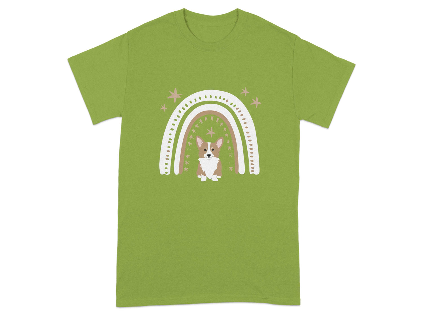 Cute Corgi and Rainbow Design Graphic T-shirt product