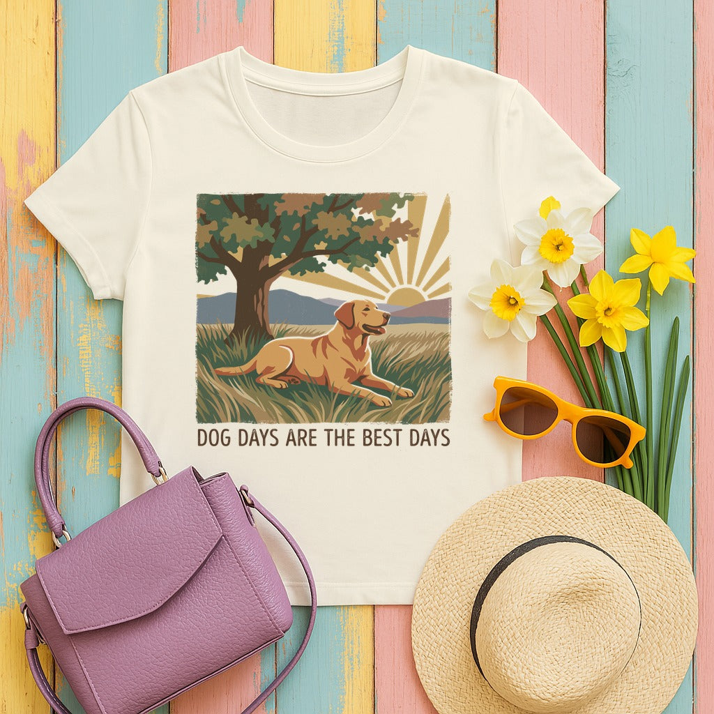 Dog Days Golden Retriever T-Shirt in Ivory