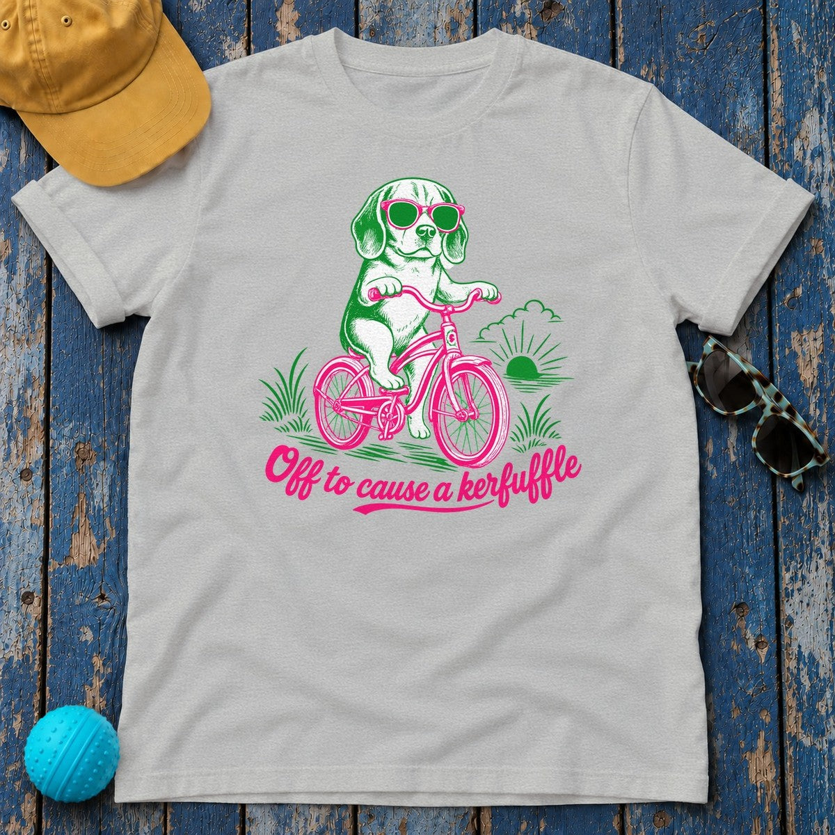 Off to Cause a Kerfuffle Beagle T-shirt in Sport Grey
