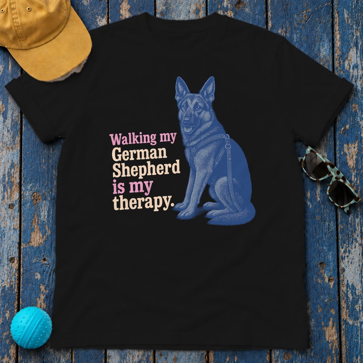 German Shepherd Zen Walker T-shirt in Black