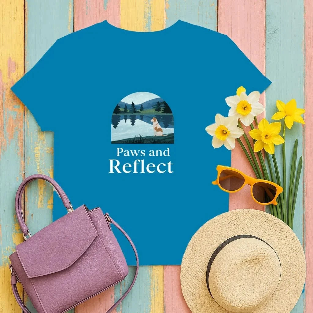 Paws and Reflect Dog Landscape Design for Nature Lover T-Shirt Antique Sapphire T-shirt