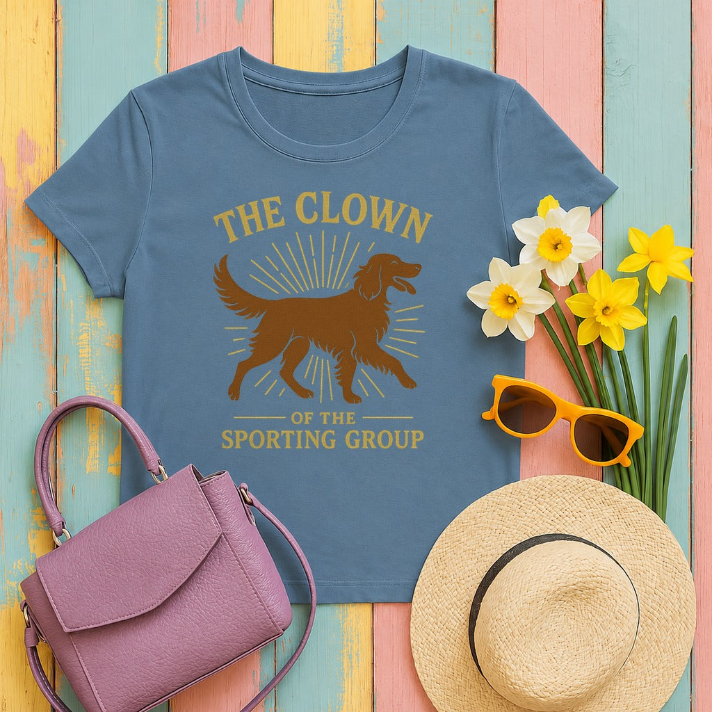 Irish Setter Clown of the Sporting Group T-shirt in Steel Blue