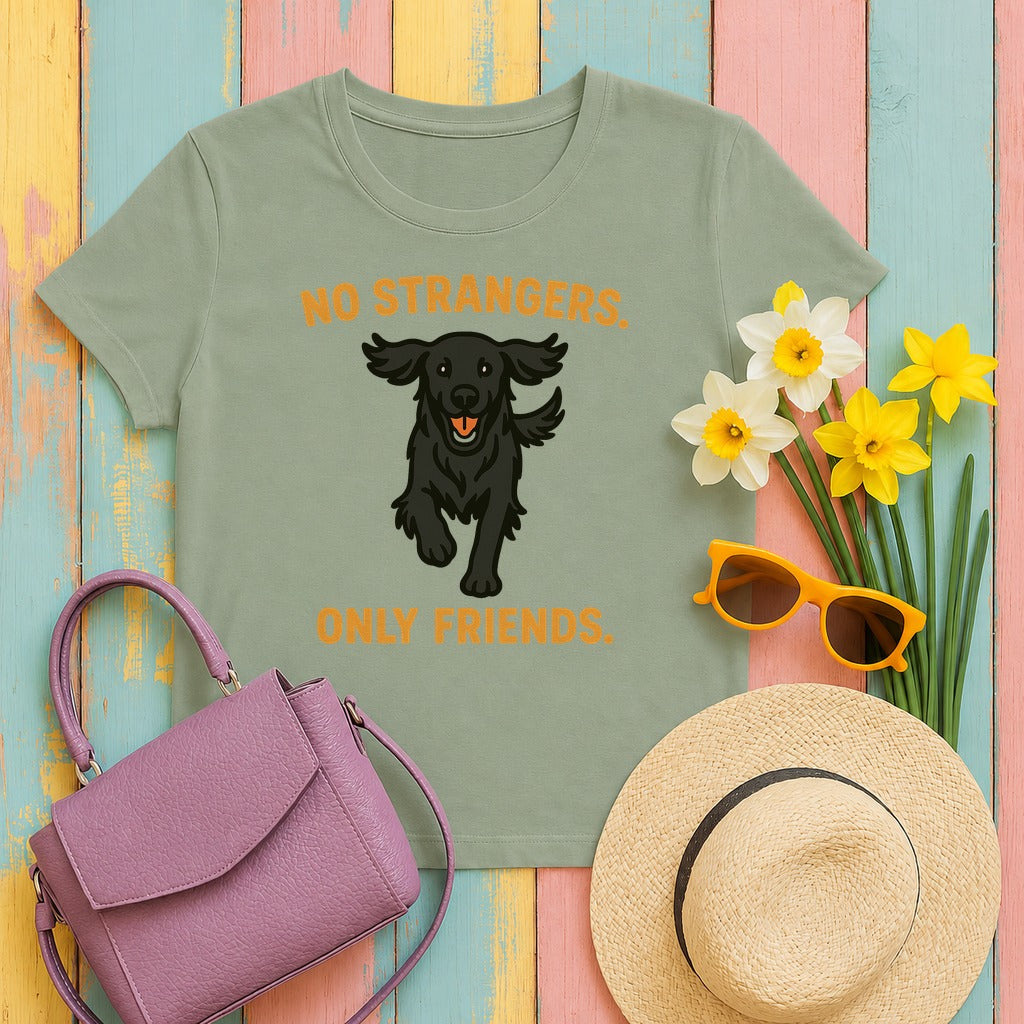 Flat-Coat No Strangers Only Friends Tee in Sage