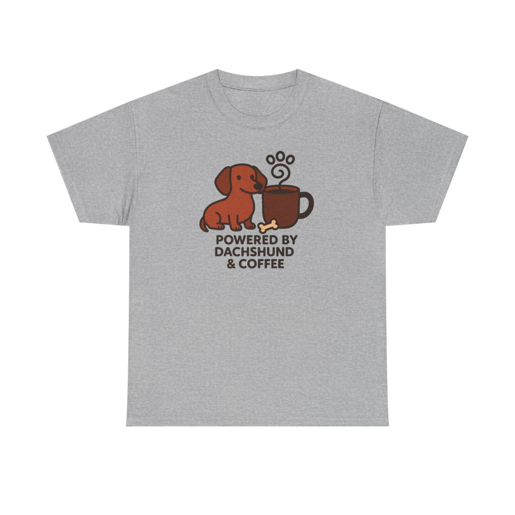 Dachshund & Coffee Power t-shirt, Sport Grey