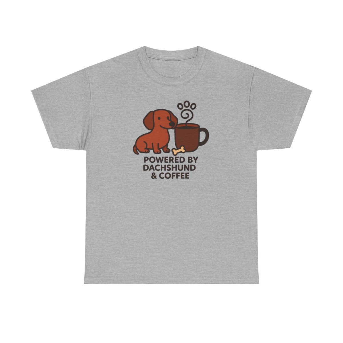 Dachshund & Coffee Power t-shirt, Sport Grey