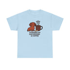 Dachshund & Coffee Power t-shirt, Light Blue