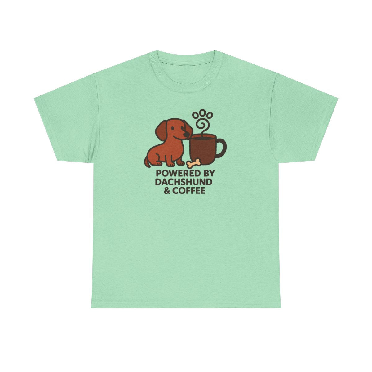 Dachshund & Coffee Power t-shirt, Mint Green
