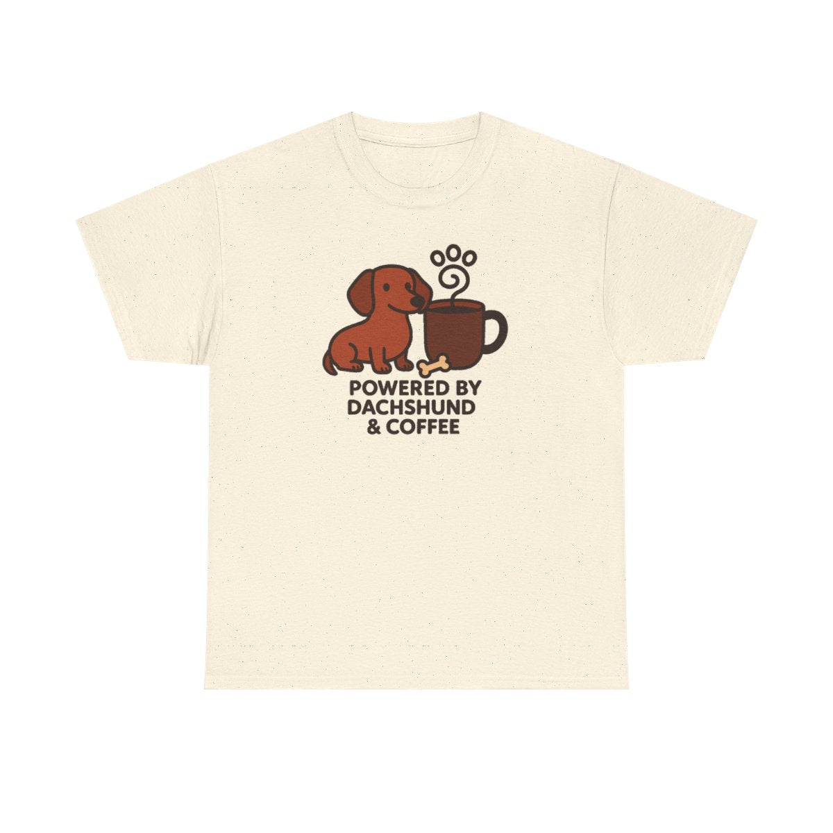 Dachshund & Coffee Power t-shirt, Natural