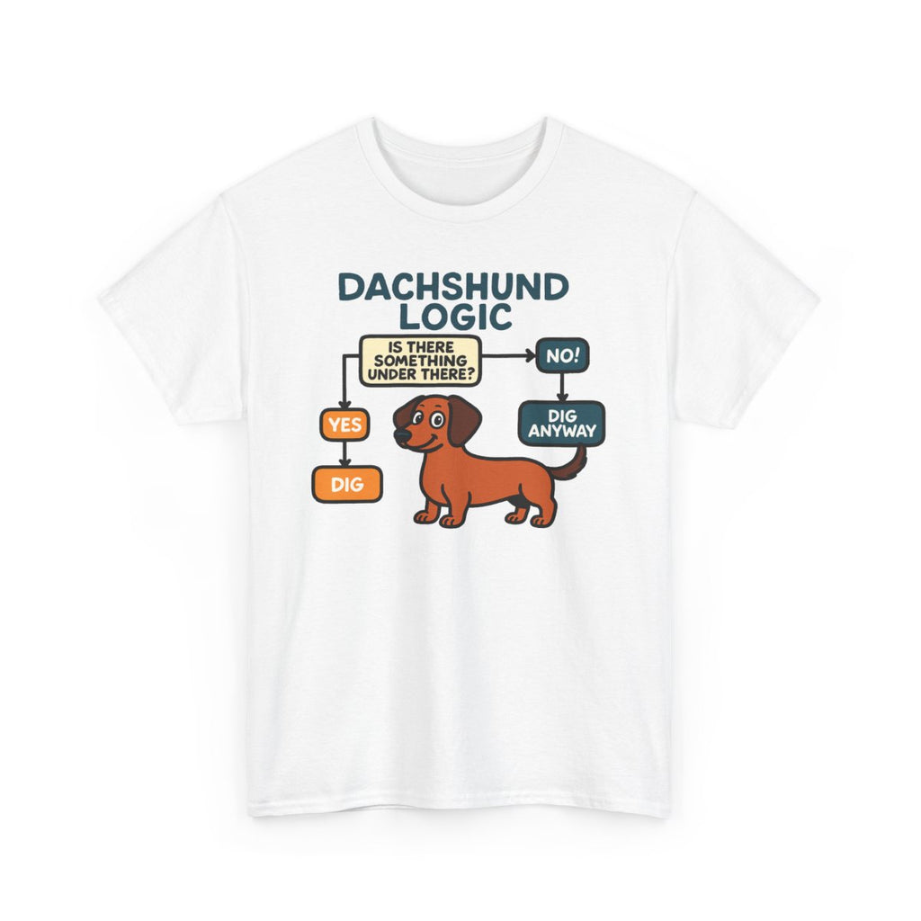 Dachshund Logic Flowchart T-shirt detail