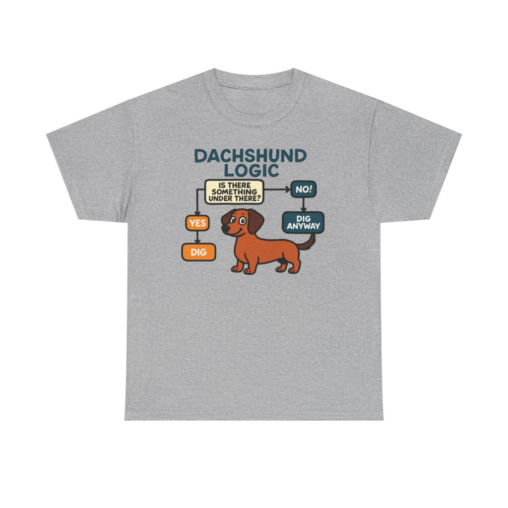 Dachshund Logic Flowchart T-shirt in Sport Grey