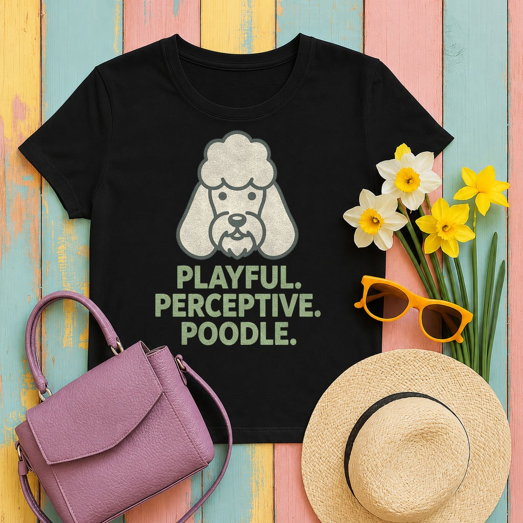 Playful Poodle Graphic T-shirt in Black