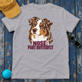 Nose Part Butterfly Australian Shepherd T-Shirt in Athletic Heather