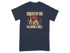 Navy t-shirt with beagle sniffing the ground and text "Currently Off-Grid Following A Smell".