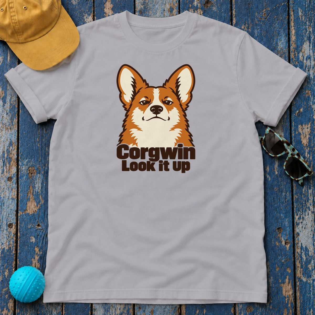 Corgwin Look It Up Corgi T-Shirt — Athletic Heather
