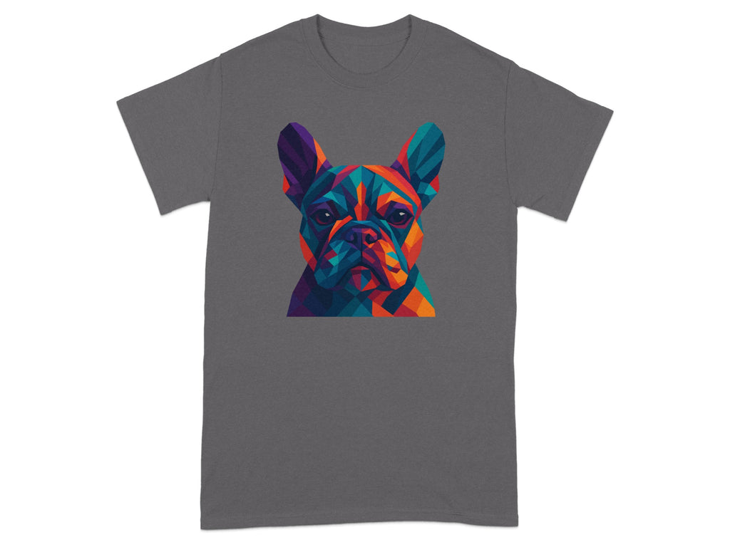 Colorful Geometric Dog Print on Gray Shirt