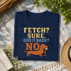 Dachshund fetch tee flat-lay