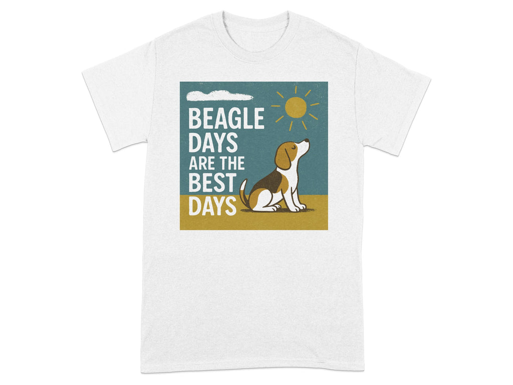 Beagle Days are the Best Days text with a beagle sitting under a sun.