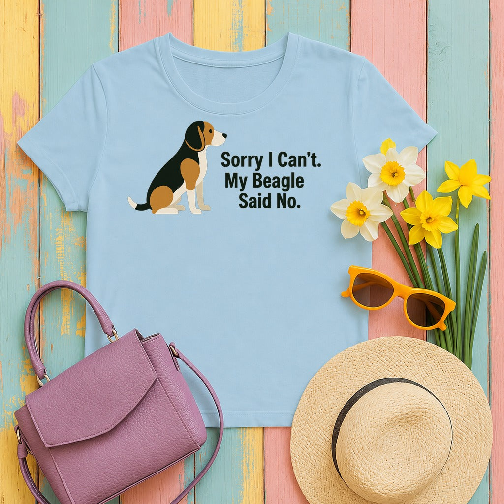 Beagle Veto: Sorry I Can't Graphic T-Shirt in Light Blue