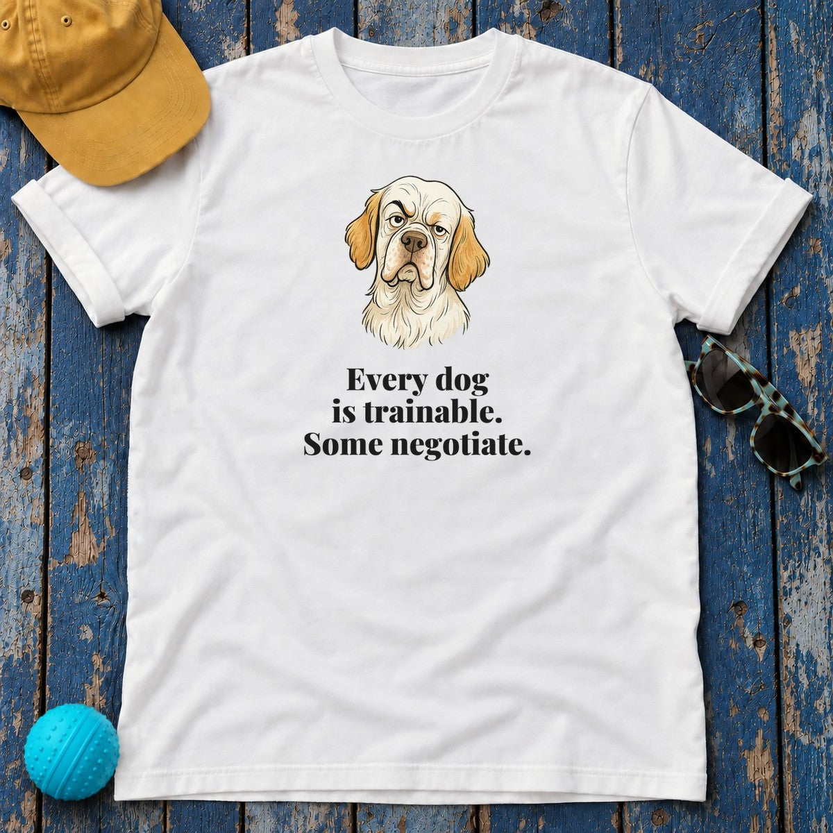 Clumber Spaniel Some Negotiate Tee in White