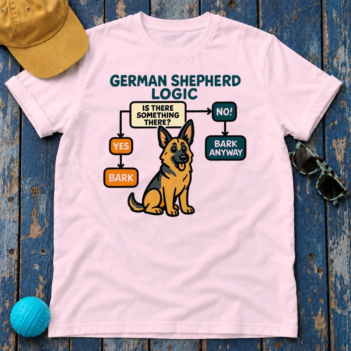 GSD Logic: Bark Anyway T-Shirt in Light Pink