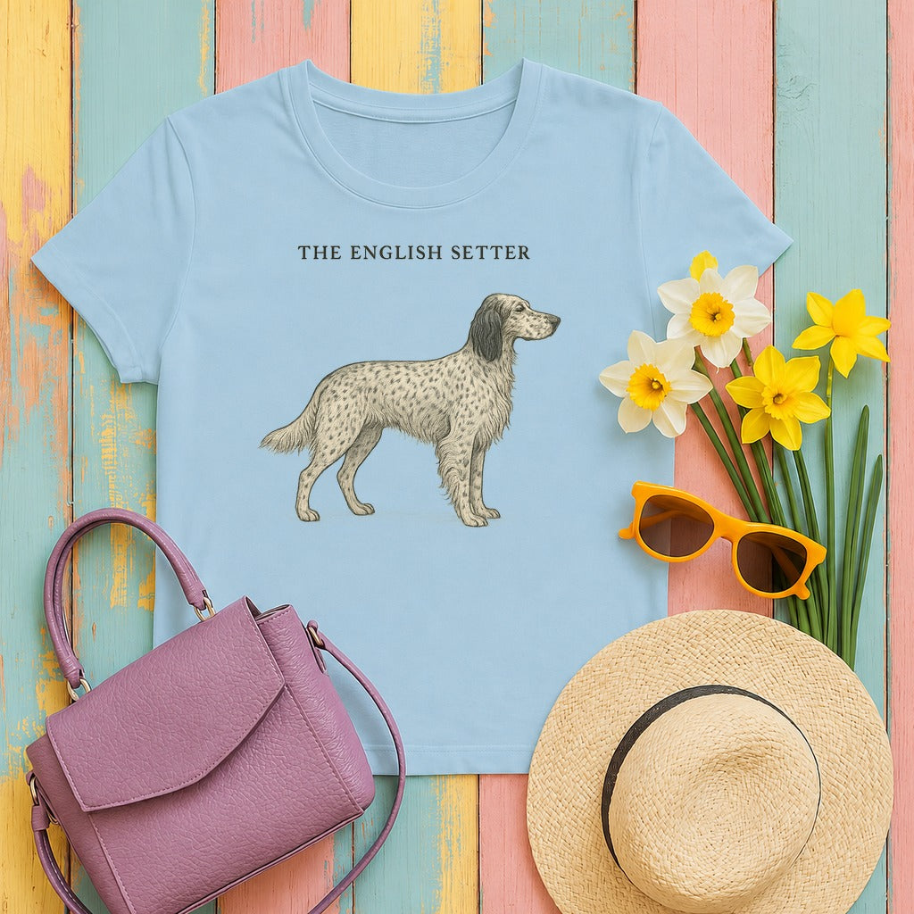 The English Setter Field Guide Tee in Light Blue