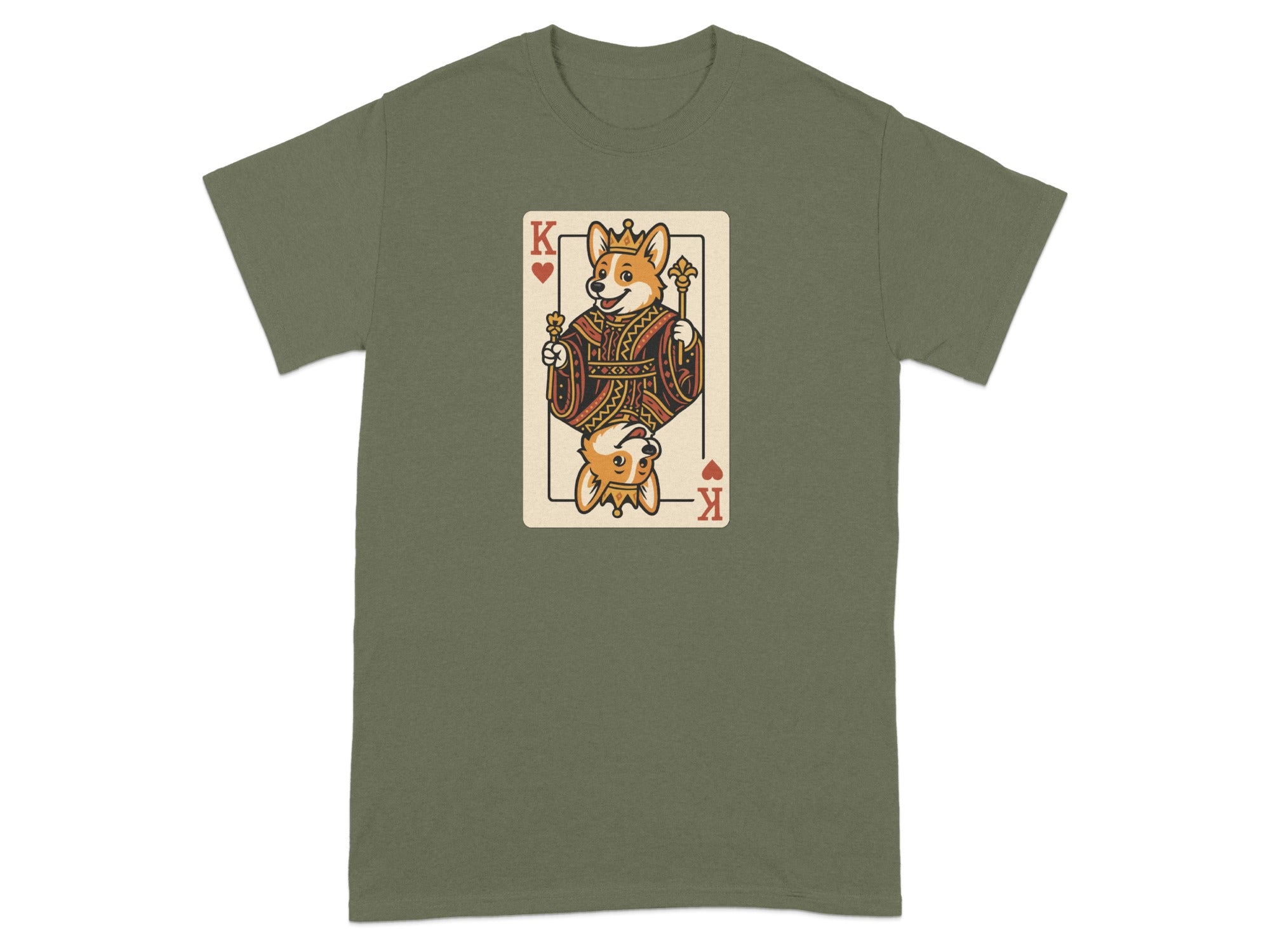 King of Hearts Dog Playing Card Graphic T-Shirt