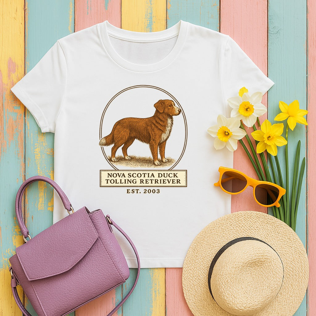 Nova Scotia Duck Tolling Retriever Est. 2003 T-shirt in White