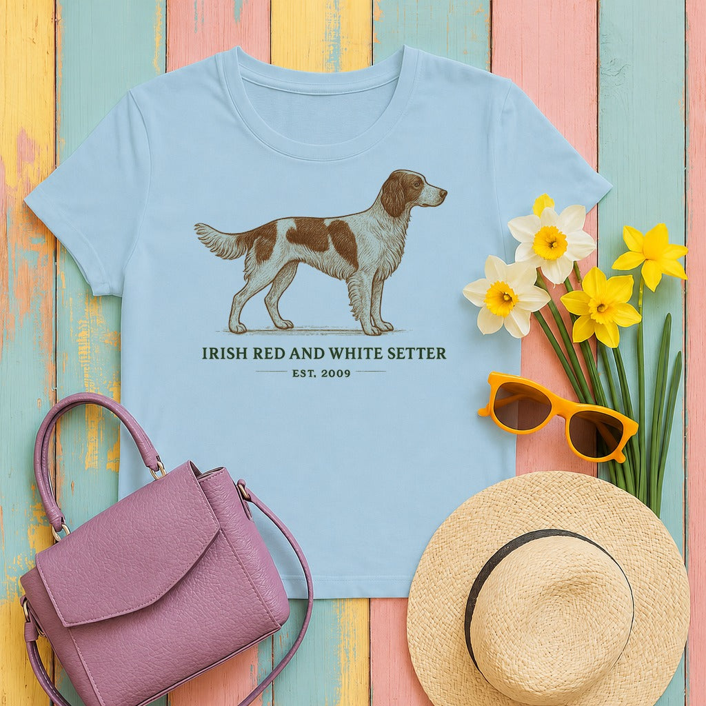Irish Red and White Setter Engraved Plate Tee