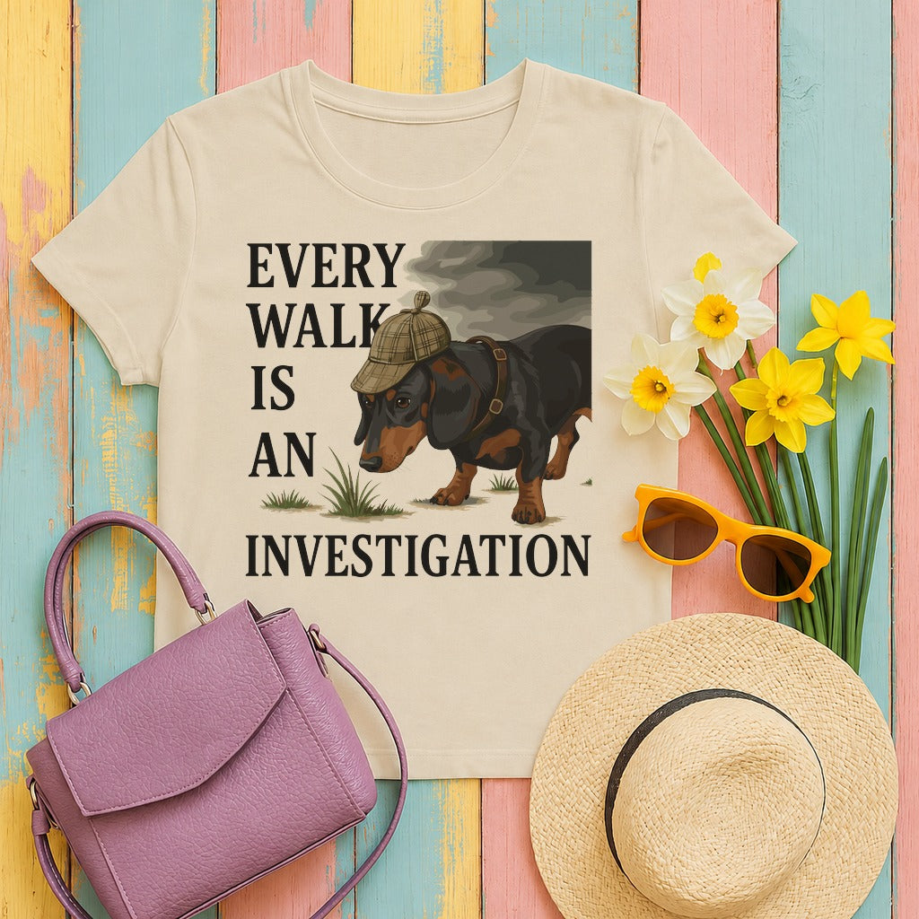 mig2 dachshund-detective tee flat lay hero v8