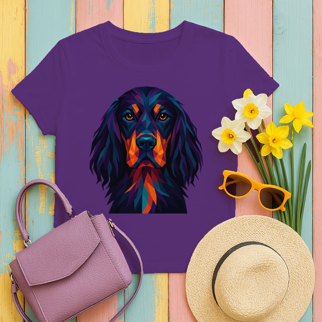 Polygon Art Style Gordon Setter T-Shirt in Purple