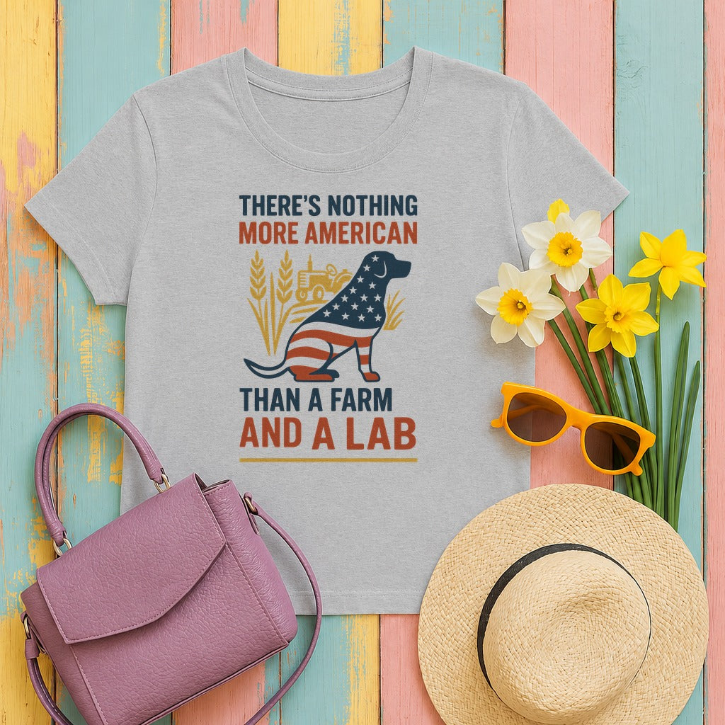 There's Nothing More American Than A Farm And A Lab T-Shirt in Sport Grey