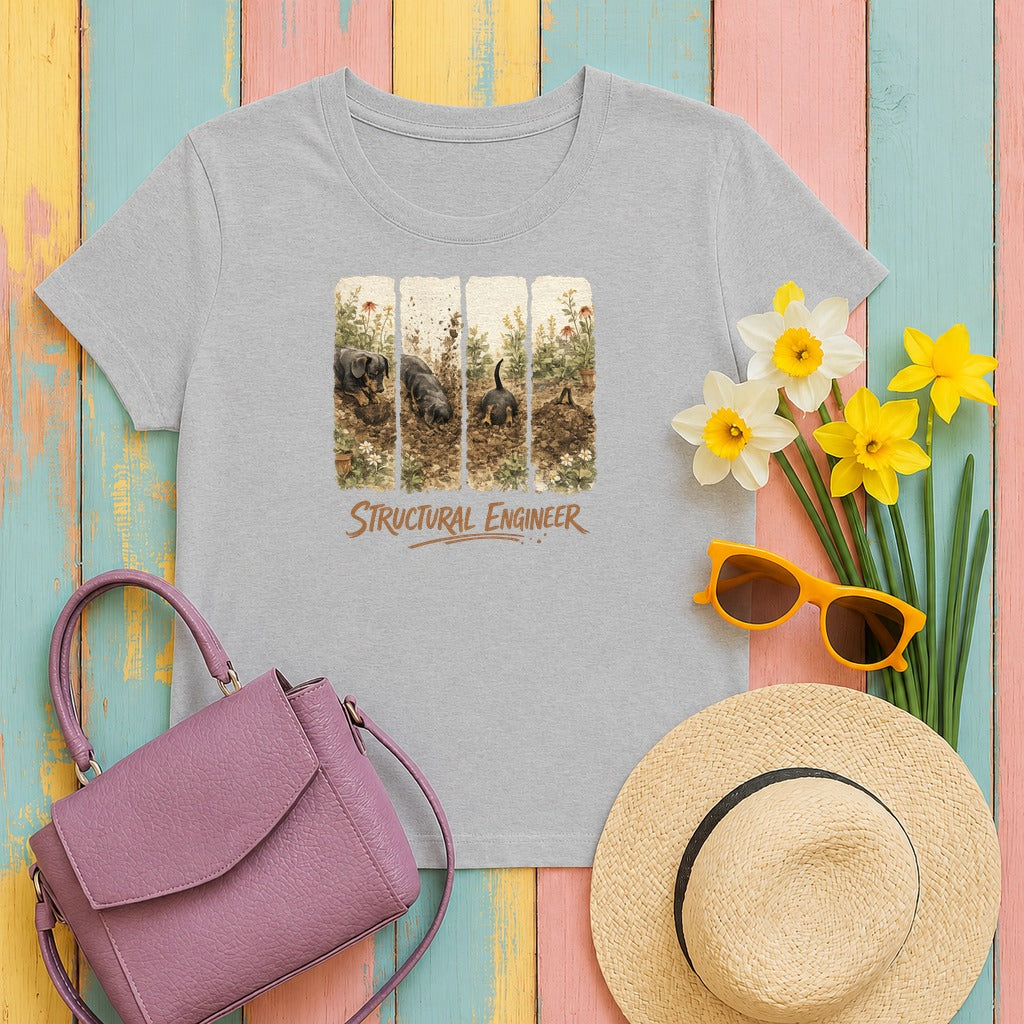 Structural Engineer Dachshund T-Shirt in Sport Grey