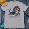 Whatever You're Doing I'm Helping Dachshund T-Shirt in Athletic Heather